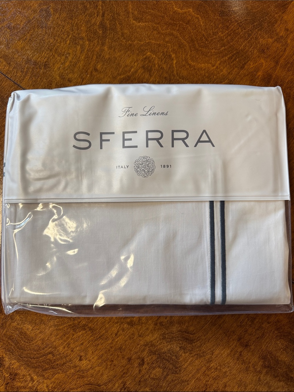 SFERRA Grande Hotel Full/Queen Flat Sheet White/Cadet 96”x114”